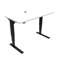 Hæve-/sænkebord | 120x60 cm | Hvid med sort stel