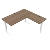 Hæve-/sænkebord | 160x160 cm | Valnød med hvidt stel