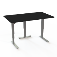 H&aelig;ve-/s&aelig;nkebord | 140x80 cm | Sort  med s&oslash;lv stel