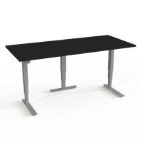 H&aelig;ve-/s&aelig;nkebord | 180x80 cm | Sort  med s&oslash;lv stel
