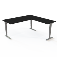 H&aelig;ve-/s&aelig;nkebord | 180x180 cm | Sort  med s&oslash;lv stel