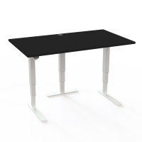 H&aelig;ve-/s&aelig;nkebord | 140x80 cm | Sort  med hvidt stel
