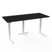 H&aelig;ve-/s&aelig;nkebord | 180x80 cm | Sort  med hvidt stel
