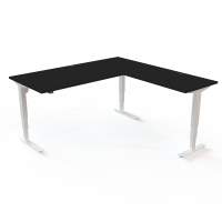 H&aelig;ve-/s&aelig;nkebord | 180x180 cm | Sort  med hvidt stel