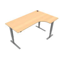 Hæve-/sænkebord | 180x120 cm | Bøg med sølv stel
