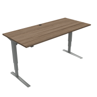 Hæve-/sænkebord | 180x80 cm | Valnød med sølv stel
