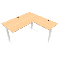 Hæve-/sænkebord | 160x160 cm | Bøg med hvidt stel