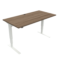 Hæve-/sænkebord | 160x80 cm | Valnød med hvidt stel