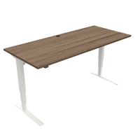 Hæve-/sænkebord | 180x80 cm | Valnød med hvidt stel