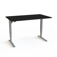 H&aelig;ve-/s&aelig;nkebord | 140x80 cm | Sort  med s&oslash;lv stel