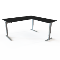 H&aelig;ve-/s&aelig;nkebord | 180x180 cm | Sort  med s&oslash;lv stel