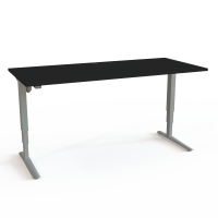 H&aelig;ve-/s&aelig;nkebord | 180x80 cm | Sort  med s&oslash;lv stel