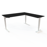 H&aelig;ve-/s&aelig;nkebord | 180x180 cm | Sort  med hvidt stel