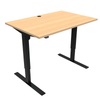 Hæve-/sænkebord | 120x80 cm | Bøg med sort stel