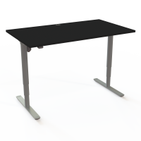 H&aelig;ve-/s&aelig;nkebord | 140x80 cm | Sort  med s&oslash;lv stel