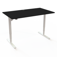 H&aelig;ve-/s&aelig;nkebord | 140x80 cm | Sort  med hvidt stel