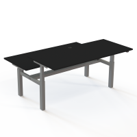 H&aelig;ve-/s&aelig;nkebord | 180x80 cm | Sort  med s&oslash;lv stel