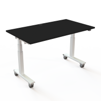H&aelig;ve-/s&aelig;nkebord | 140x80 cm | Sort  med hvidt stel