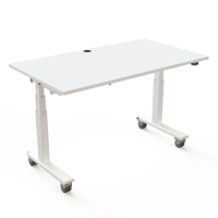 H&aelig;ve-/s&aelig;nkebord | 140x80 cm | Hvid med hvidt stel