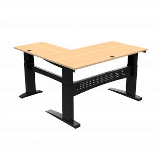 Hæve-/sænkebord | 160x160 cm | Bøg med sort stel