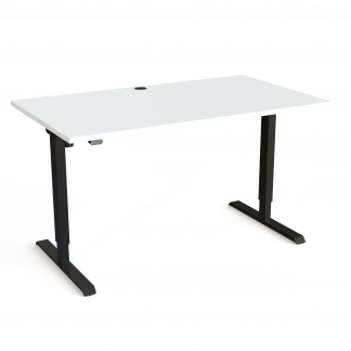 Hæve-/sænkebord | 140x80 cm | Hvid med sort stel