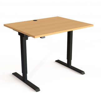Hæve-/sænkebord | 100x80 cm | Bøg med sort stel