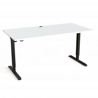Hæve-/sænkebord | 160x80 cm | Hvid med sort stel