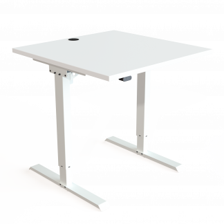 Hæve-/sænkebord | 80x80 cm | Hvid med hvidt stel