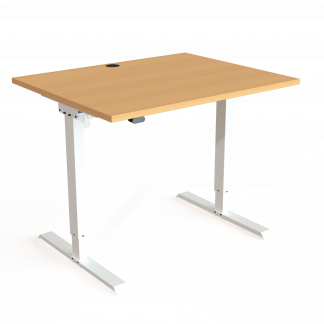 Hæve-/sænkebord | 100x80 cm | Bøg med hvidt stel