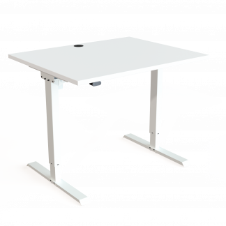Hæve-/sænkebord | 100x80 cm | Hvid med hvidt stel