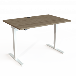 Hæve-/sænkebord | 120x80 cm | Valnød med hvidt stel