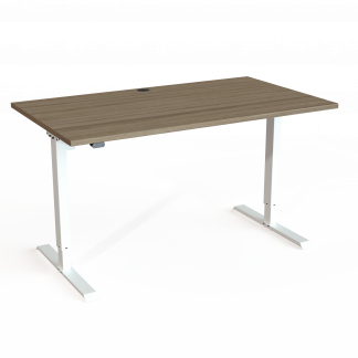 Hæve-/sænkebord | 140x80 cm | Valnød med hvidt stel