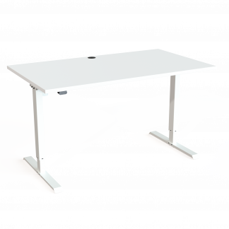 Hæve-/sænkebord | 140x80 cm | Hvid med hvidt stel