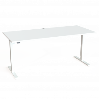 Hæve-/sænkebord | 180x80 cm | Hvid med hvidt stel