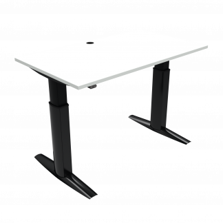 Hæve-/sænkebord | 140x80 cm | Hvid med sort stel