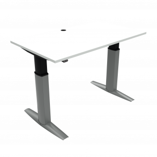 Hæve-/sænkebord | 140x80 cm | Hvid med sølv stel