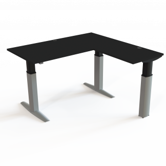 Hæve-/sænkebord | 160x160 cm | Sort  med sølv stel