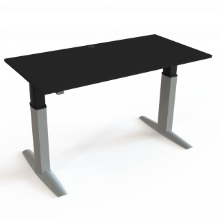 Hæve-/sænkebord | 160x80 cm | Sort  med sølv stel