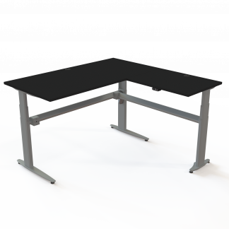 Hæve-/sænkebord | 160x160 cm | Sort  med sølv stel