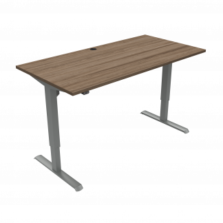 Hæve-/sænkebord | 160x80 cm | Valnød med sølv stel