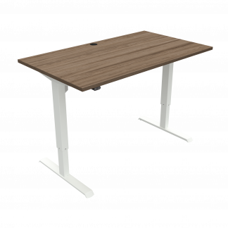 Hæve-/sænkebord | 140x80 cm | Valnød med hvidt stel