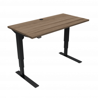 Hæve-/sænkebord | 120x60 cm | Valnød med sort stel