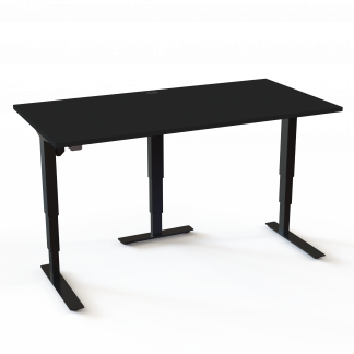 Hæve-/sænkebord | 160x80 cm | Sort  med sort stel