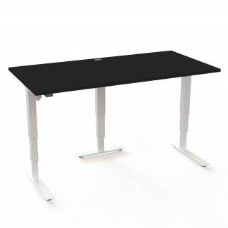 Hæve-/sænkebord | 160x80 cm | Sort  med hvidt stel