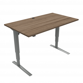 Hæve-/sænkebord | 140x80 cm | Valnød med sølv stel