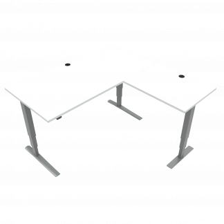 Hæve-/sænkebord | 160x160 cm | Hvid med sølv stel