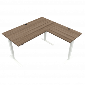 Hæve-/sænkebord | 160x160 cm | Valnød med hvidt stel