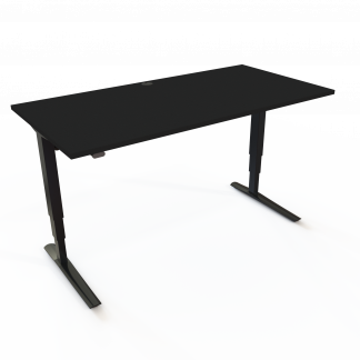 Hæve-/sænkebord | 160x80 cm | Sort  med sort stel