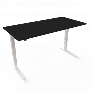 Hæve-/sænkebord | 160x80 cm | Sort  med hvidt stel