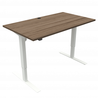 Hæve-/sænkebord | 140x80 cm | Valnød med hvidt stel